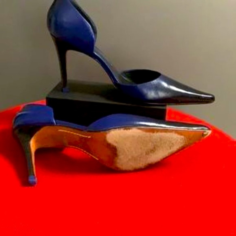 🌸VTG Claudina Chic 💯% Leather Ombré Black/Blue Pumps - Picture 11 of 11